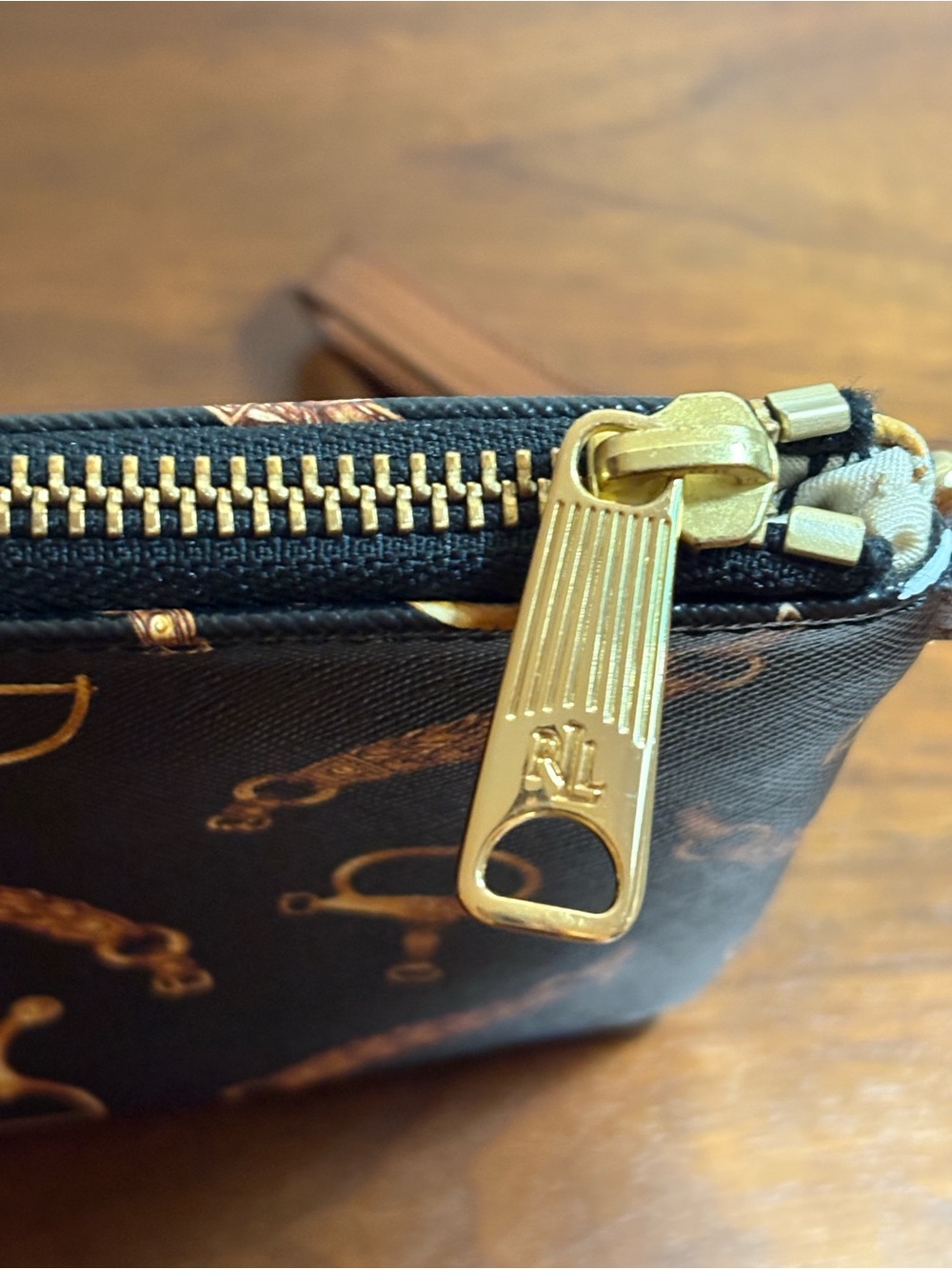 Lauren Ralph Lauren Black and Gold Equestrian Wristlet - Picture 2 of 10